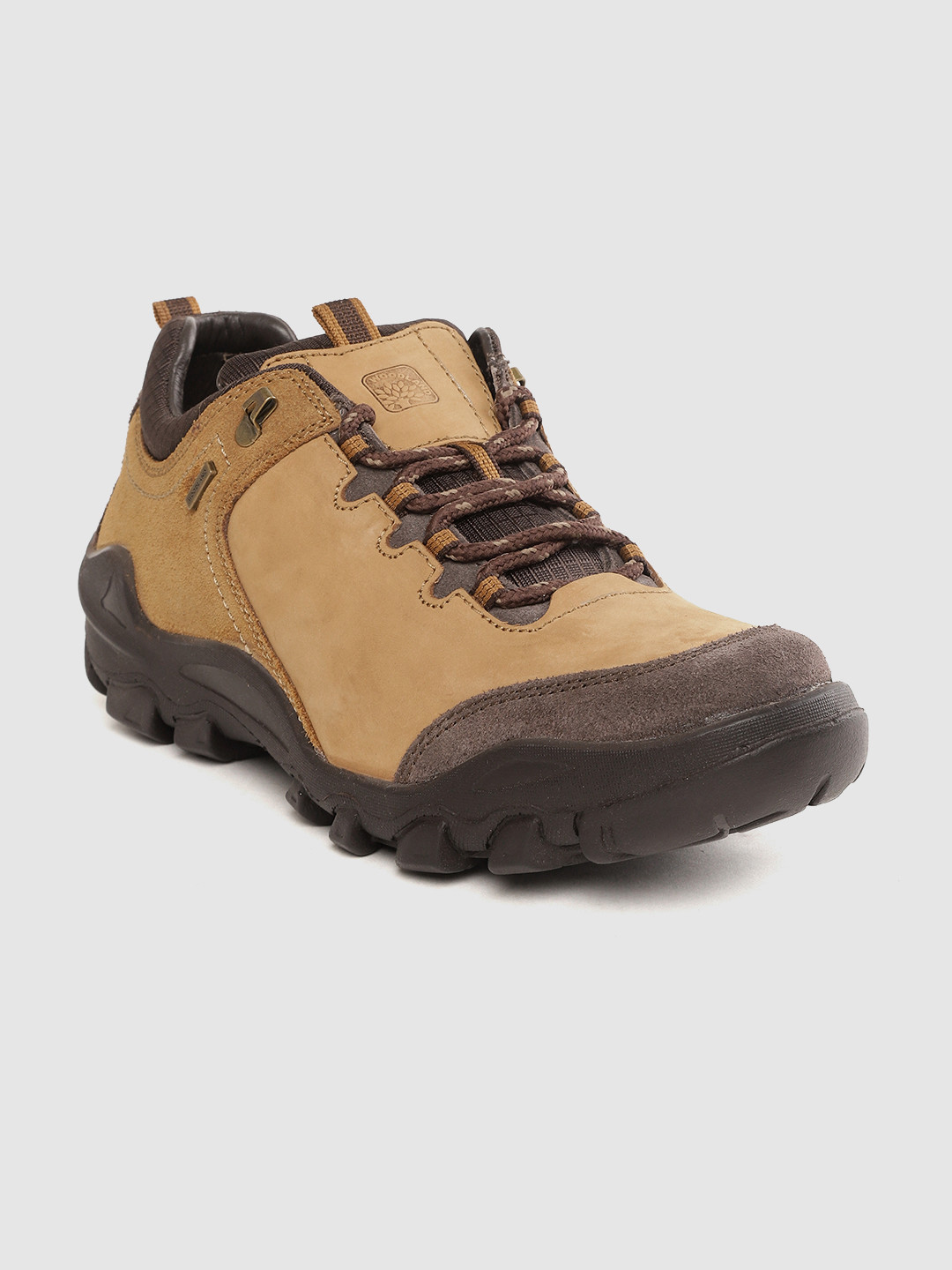 Woodland Men Camel Brown Leather Solid Sneakers