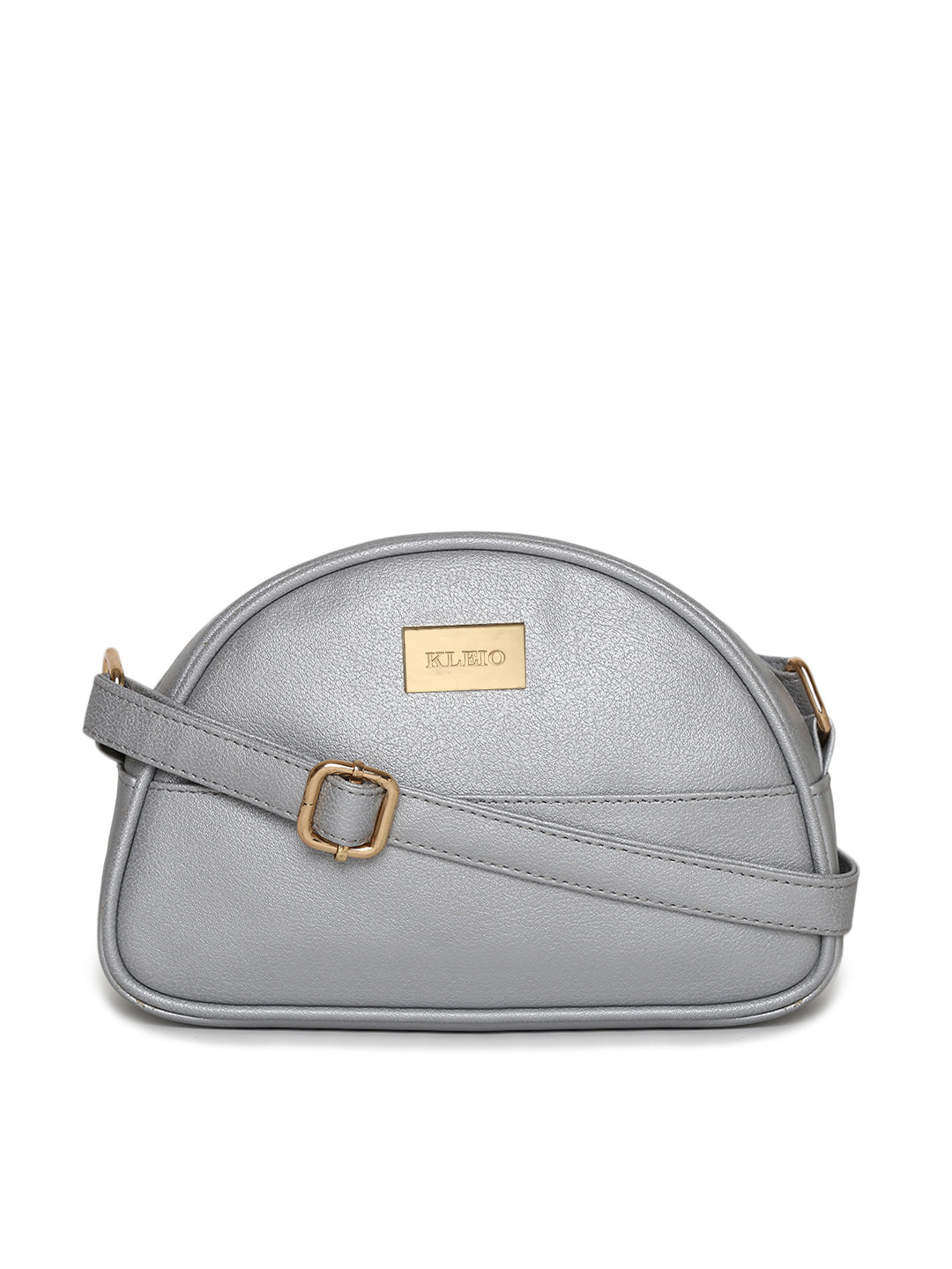 KLEIO Silver-Toned Solid Half Moon Sling Bag