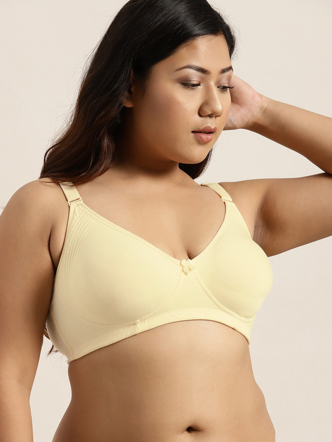 Sztori Plus Size Yellow Solid Non-Wired Non Padded Everyday Bra SZ-BRA-708G
