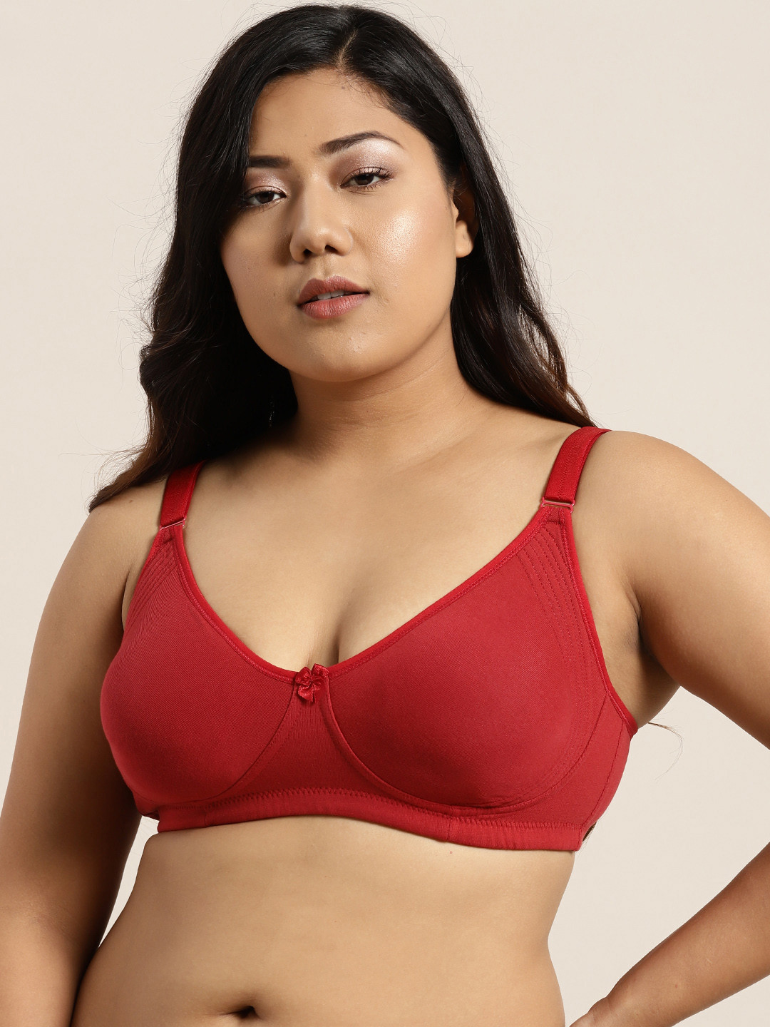 Sztori Plus Size Maroon Solid Non-Wired Non Padded Everyday Bra SZ-BRA-708H
