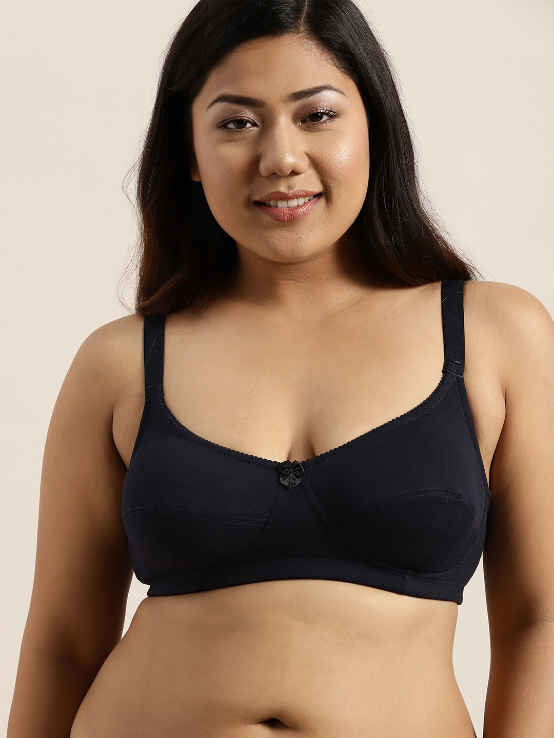Sztori Plus Size Navy Blue Solid Non-Wired Non Padded Everyday Bra SZ-BRA-709E