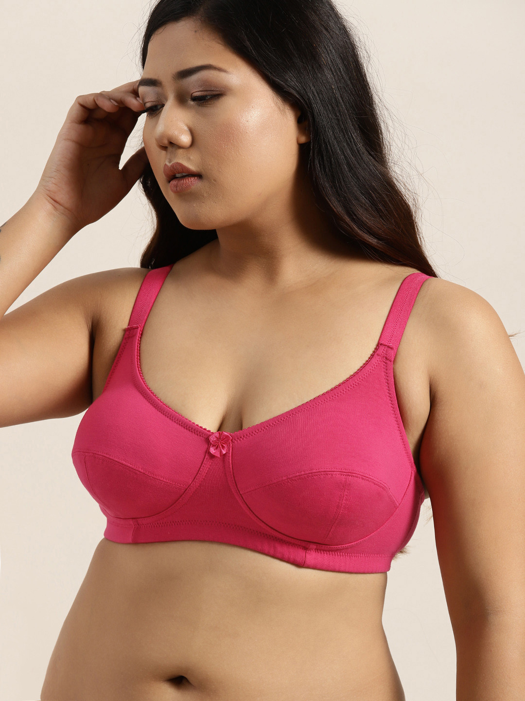 Sztori Plus Size Pink Solid Non-Wired Non Padded Everyday Bra SZ-BRA-709G