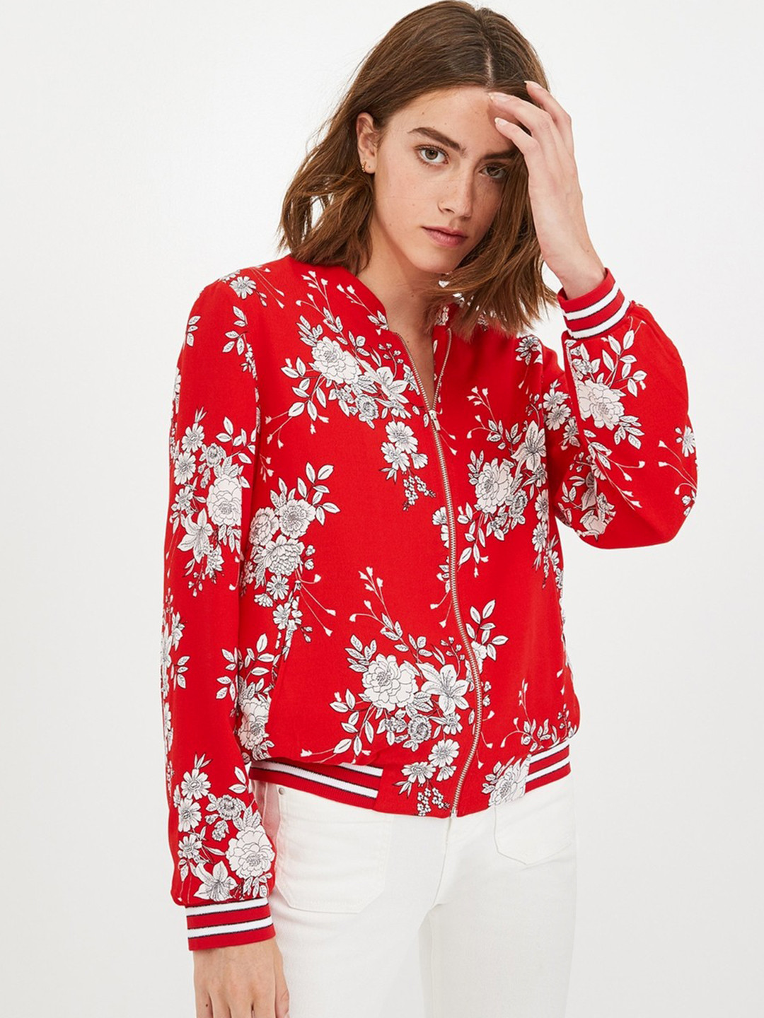 promod Women Red Printed Sporty Jacket