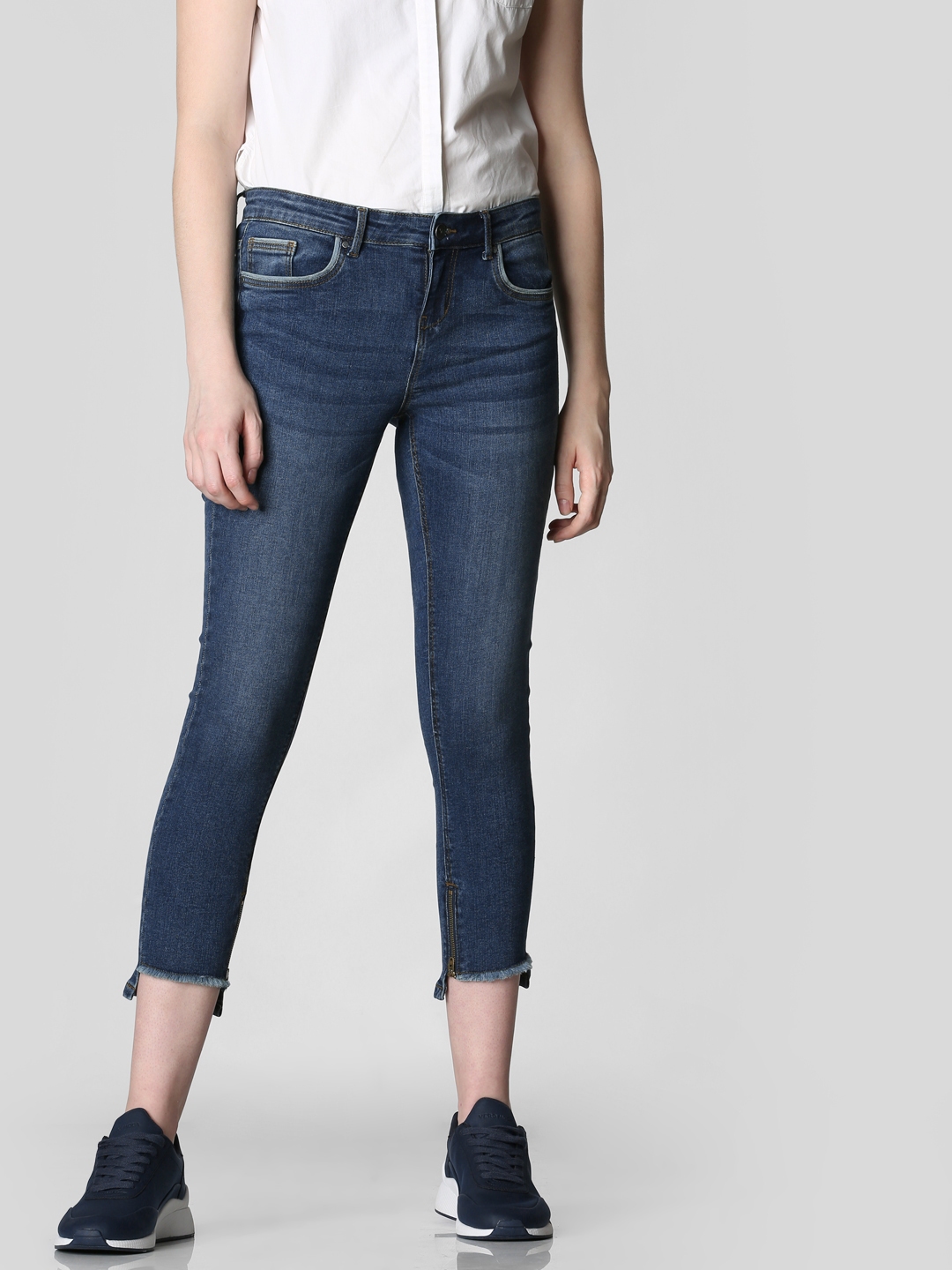 Buy Vero Moda Women Blue Super Skinny Fit Mid Rise Clean Look Stretchable Cropped Jeans Jeans For Women Myntra