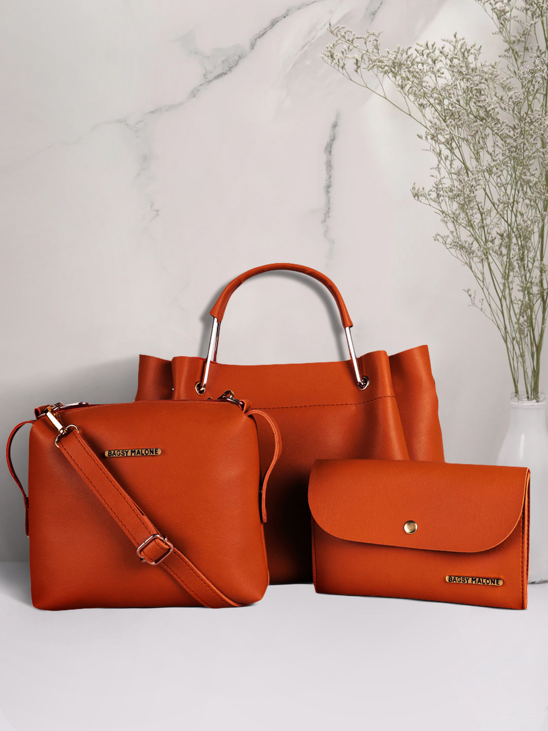 Bagsy Malone Tan Brown Solid Handheld Bag