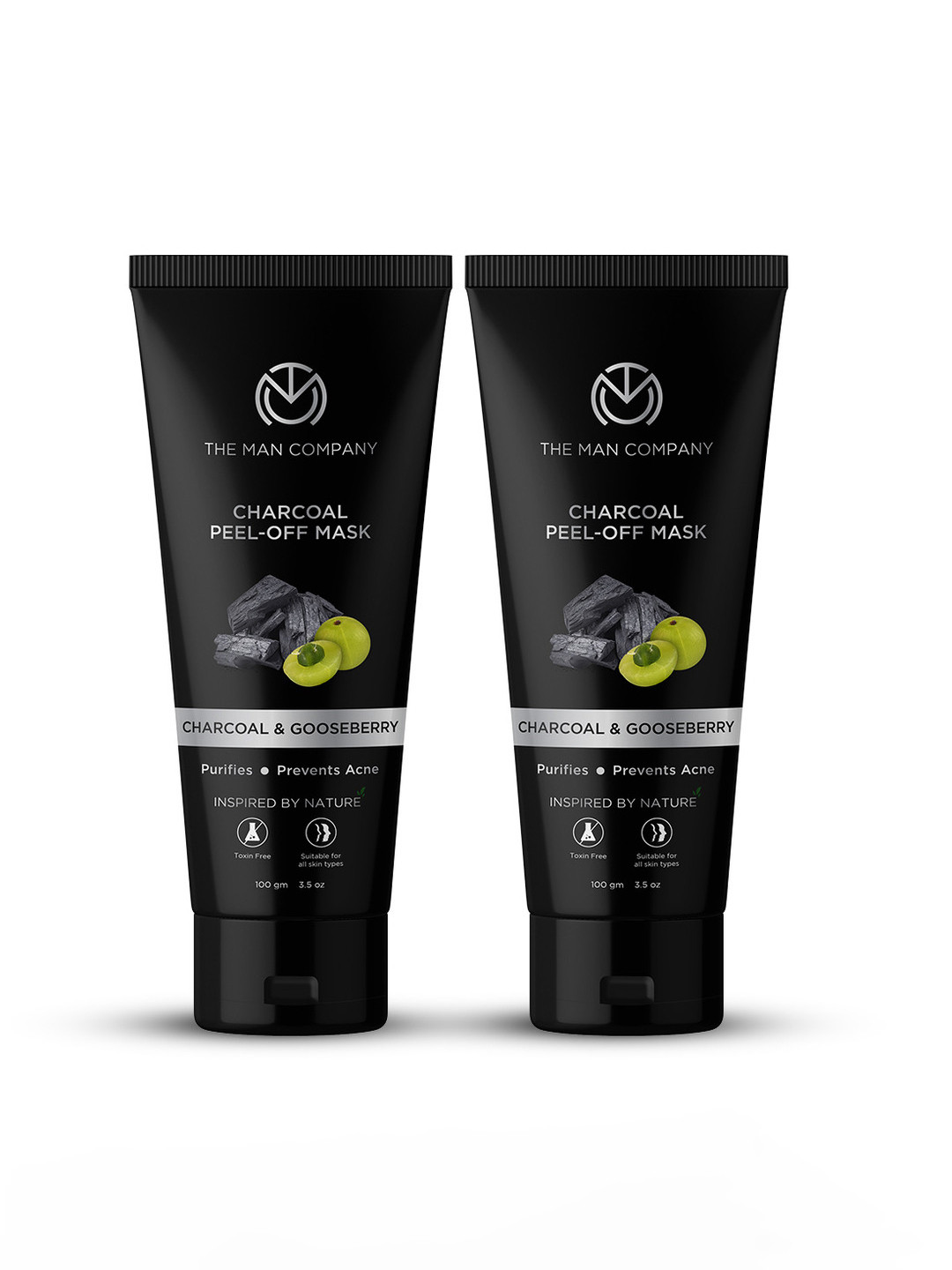 THE MAN COMPANY Men Pack of 2 Charcoal Peel-Off Mask 100g each