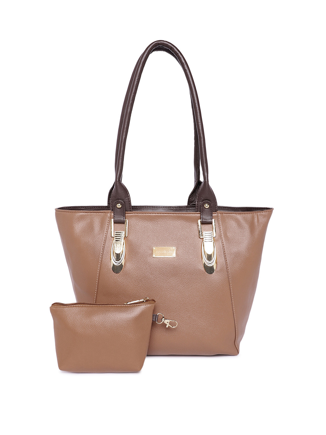Anna Claire Tan Brown Solid Shoulder Bag