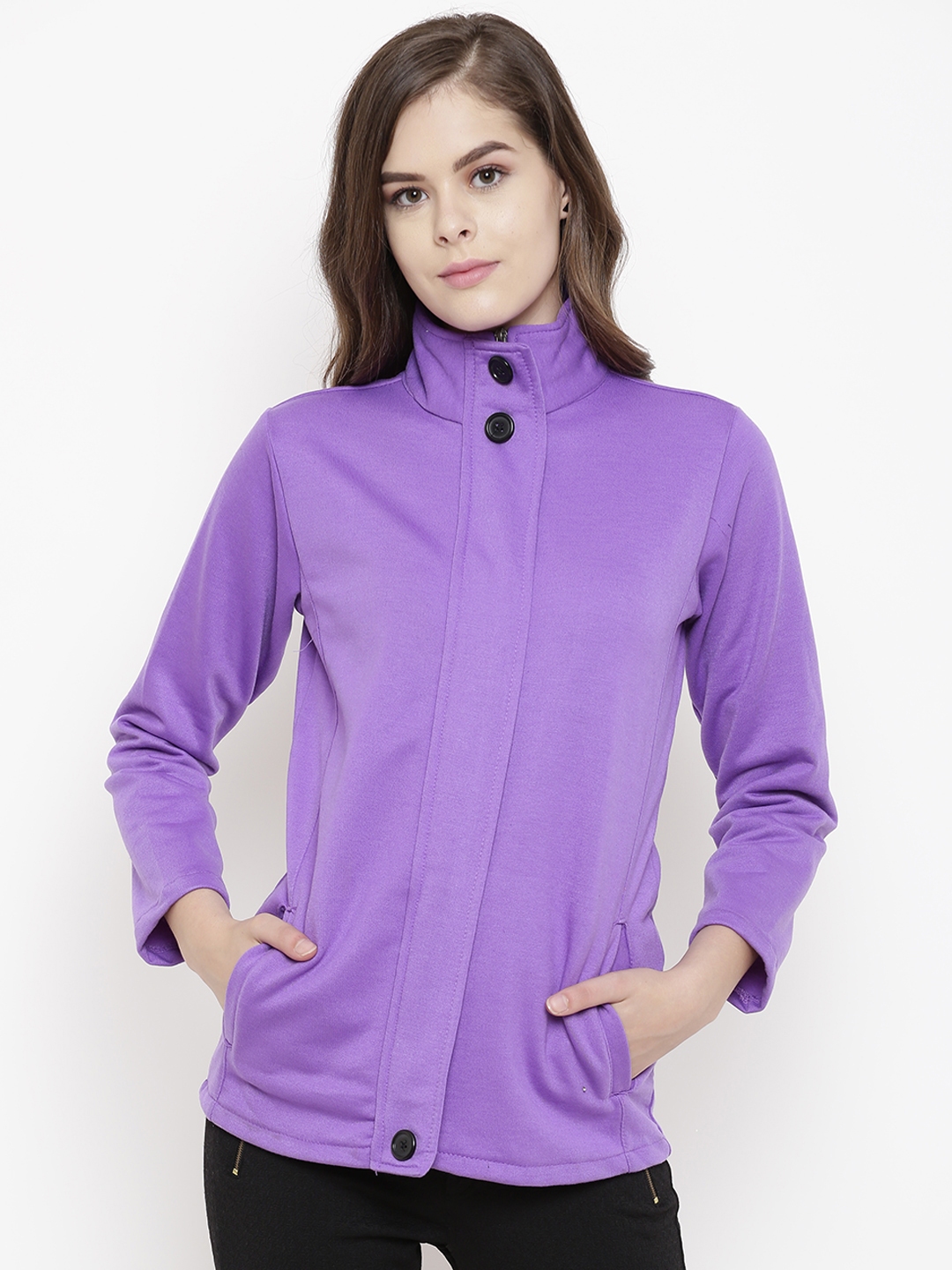 Belle Fille Women Purple Solid Tailored Jacket