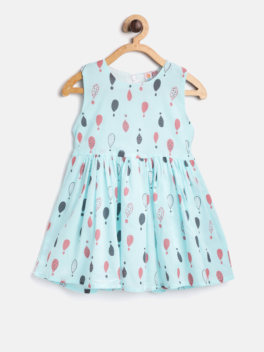 Kids On Board Girls Blue & Red Printed Fit & Flare Dress
