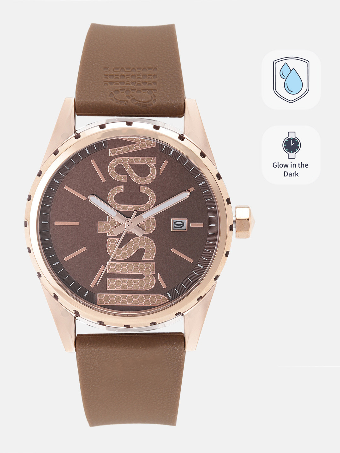 Just Cavalli Men Bronze-Toned Textured Analogue Watch JC1G082P0045