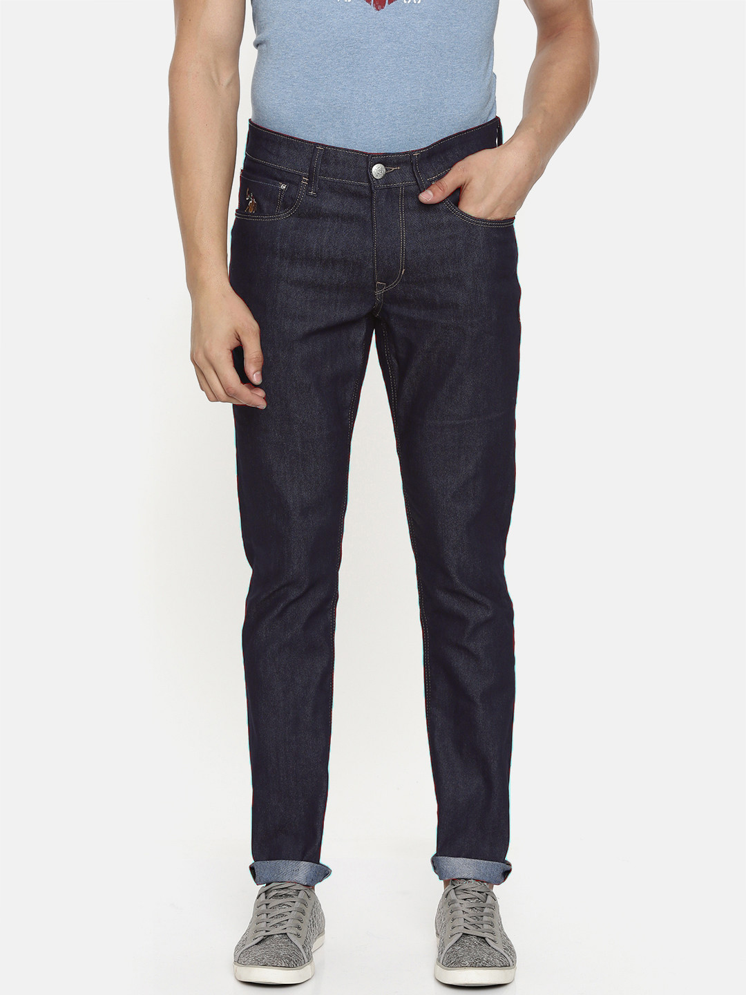 U.S. Polo Assn. Denim Co. Men Blue Brandon Slim Tapered Fit Mid-Rise Clean Look Sustainable Jeans