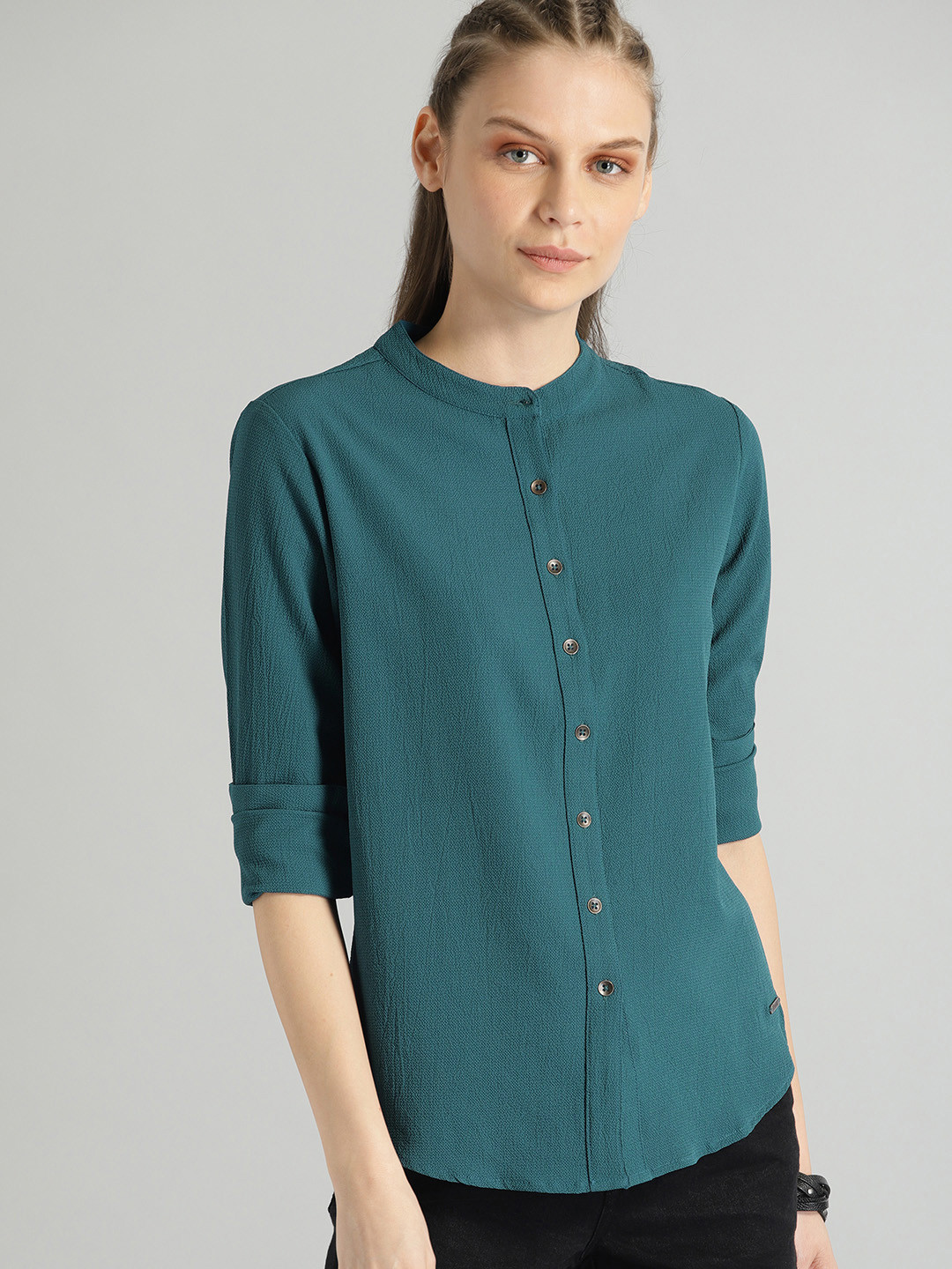 Roadster Teal Green Shirt Style Top