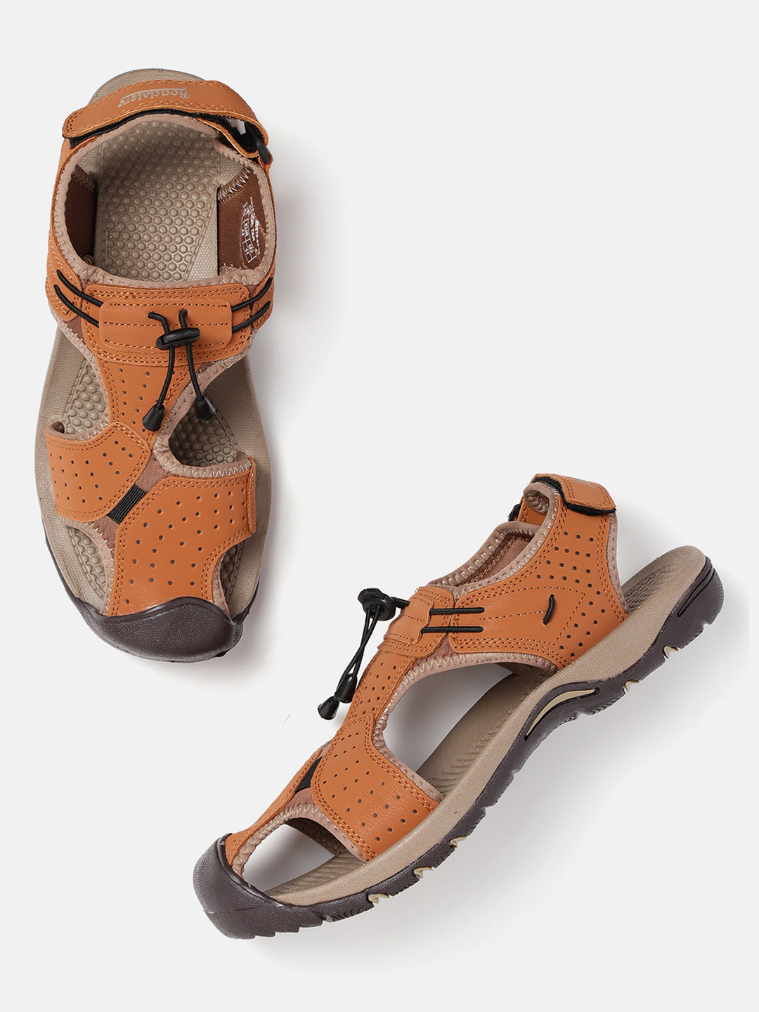 The Roadster Lifestyle Co Men Tan Brown Perforated Sports Sandals