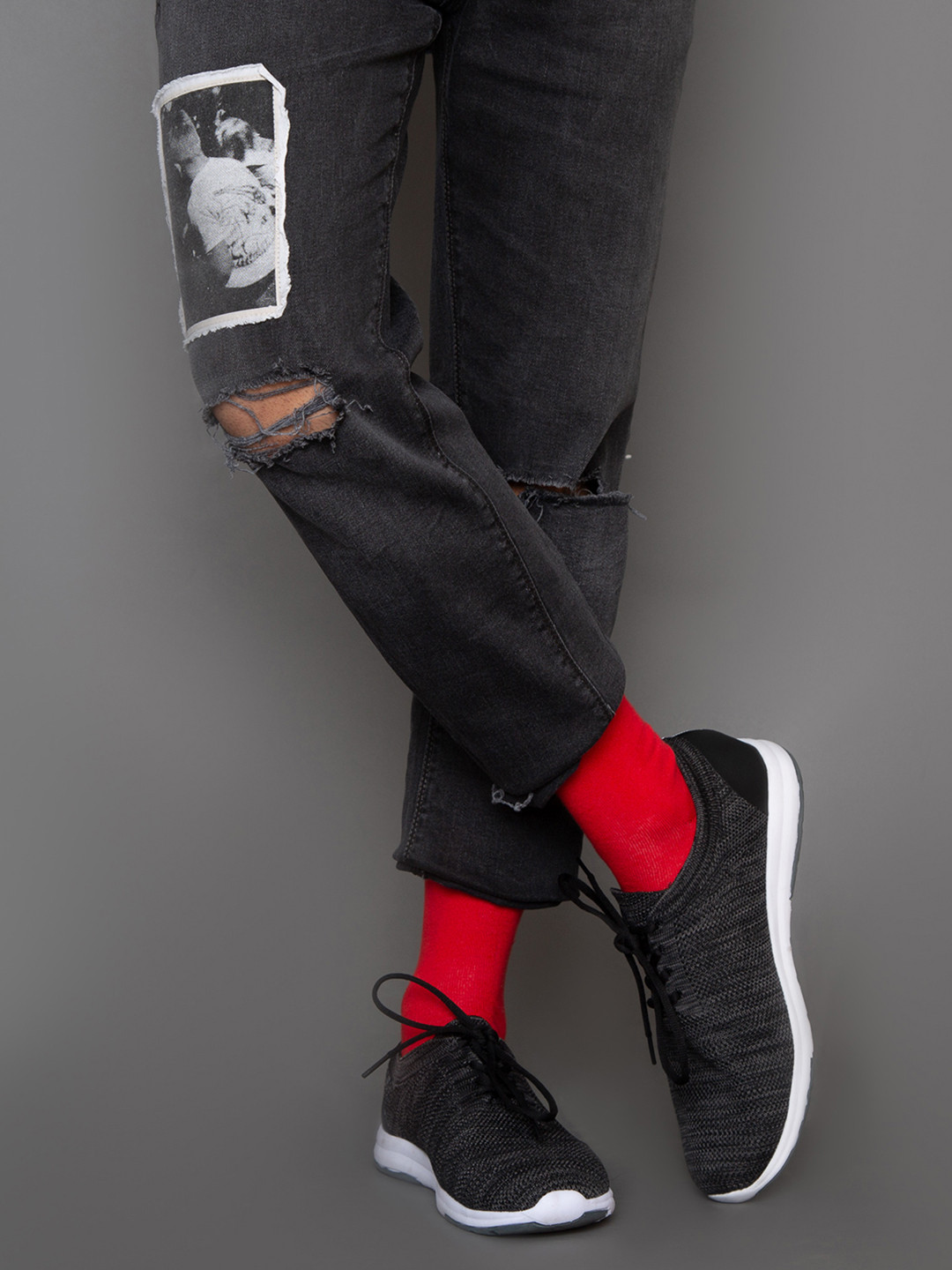 Mint & Oak Men Red Solid Calf-Length Socks