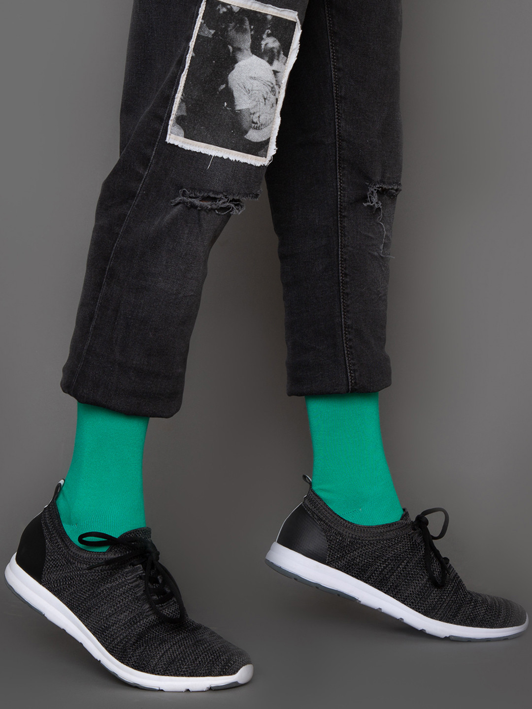 Mint & Oak Men Green Solid Calf-Length Socks