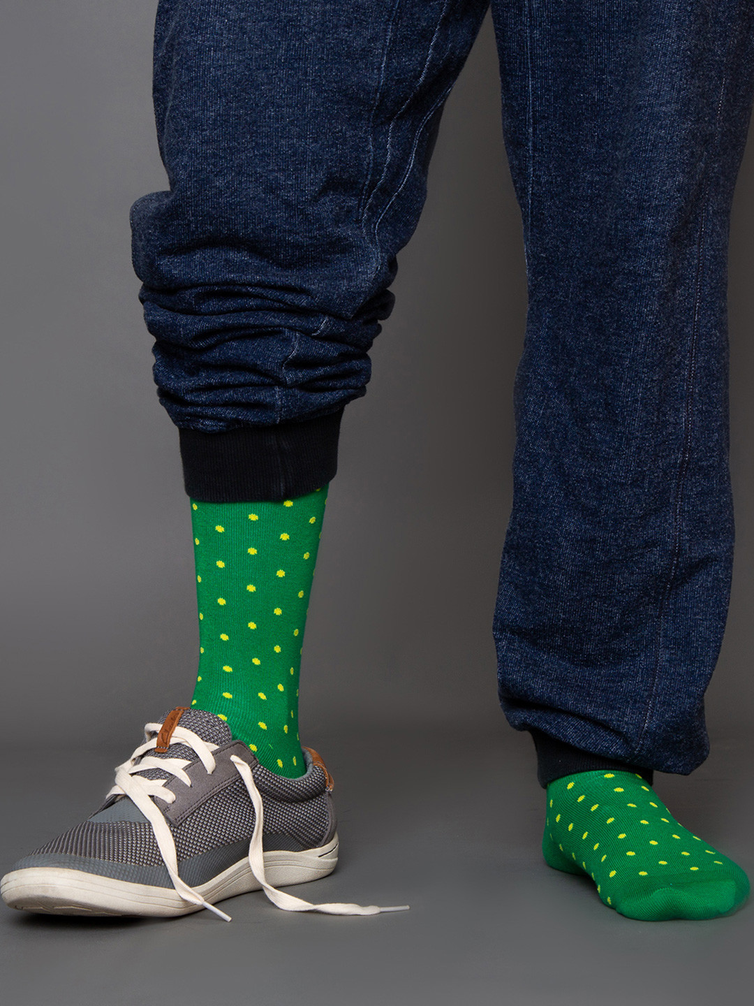 Mint & Oak Men Green Patterned Calf-Length Socks