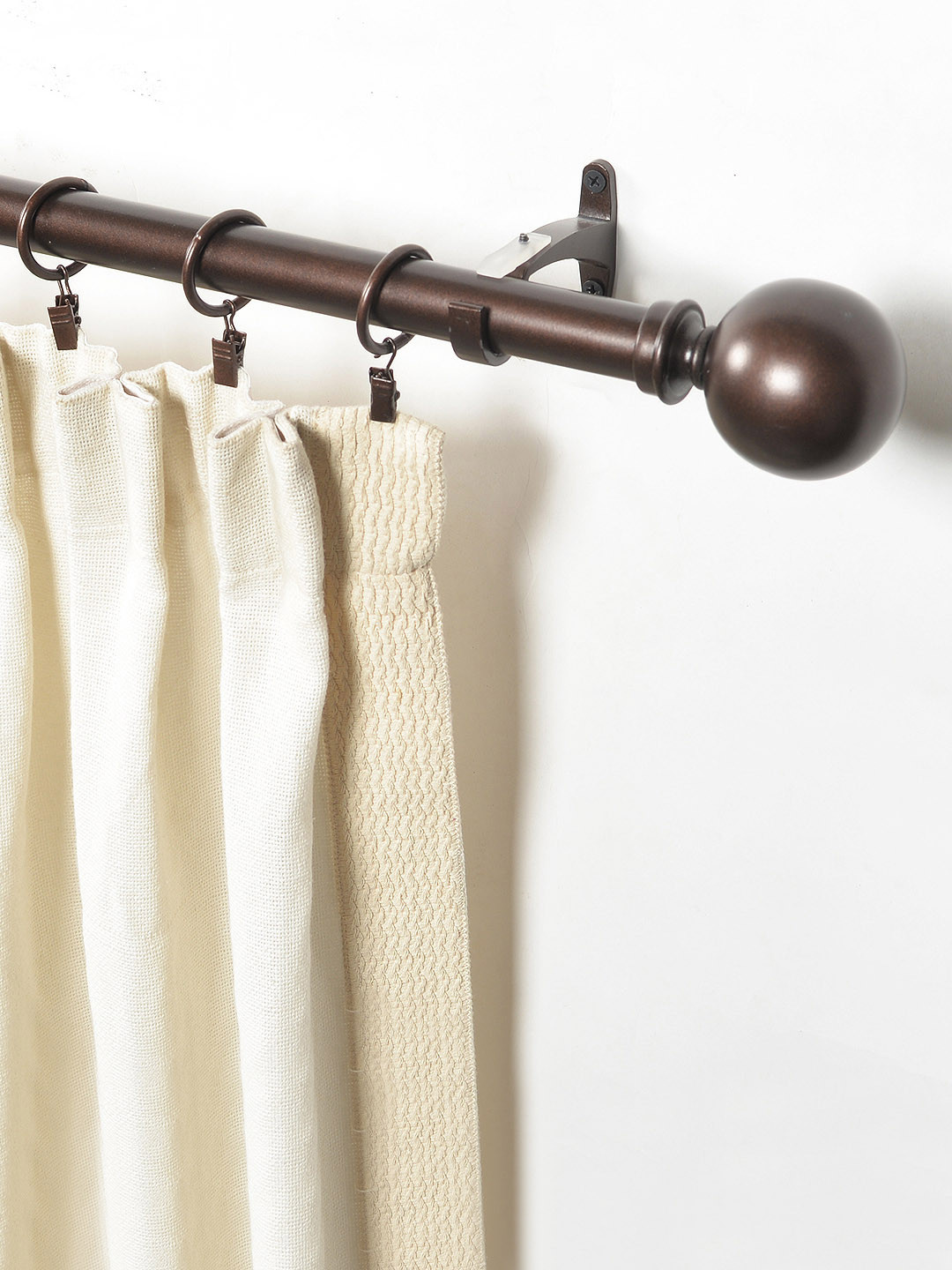 Deco Window Brown Iron Curtain Rod With Brackets & Finials