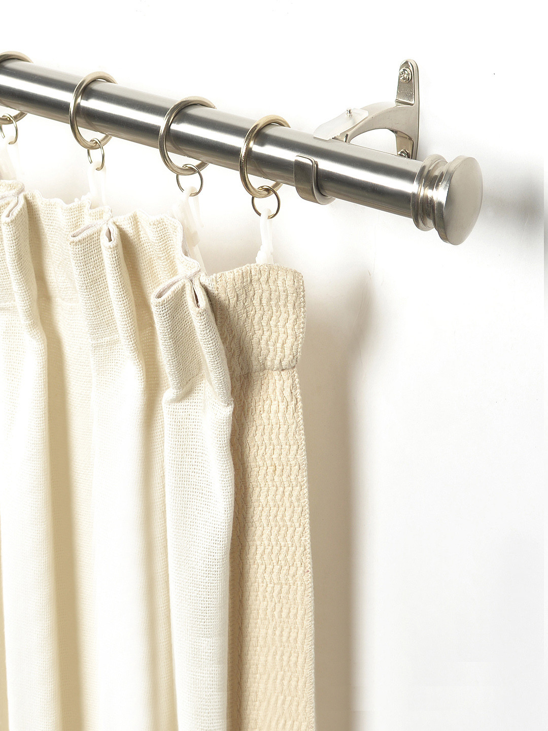 Deco Window Silver-Toned Stainless Steel Curtain Rod With Brackets & Finials