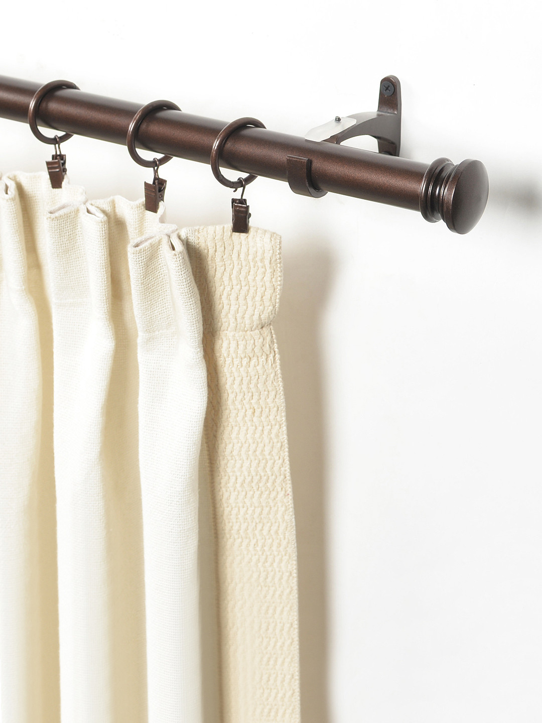 Deco Window Brown Iron Curtain Rod With Brackets & Finials