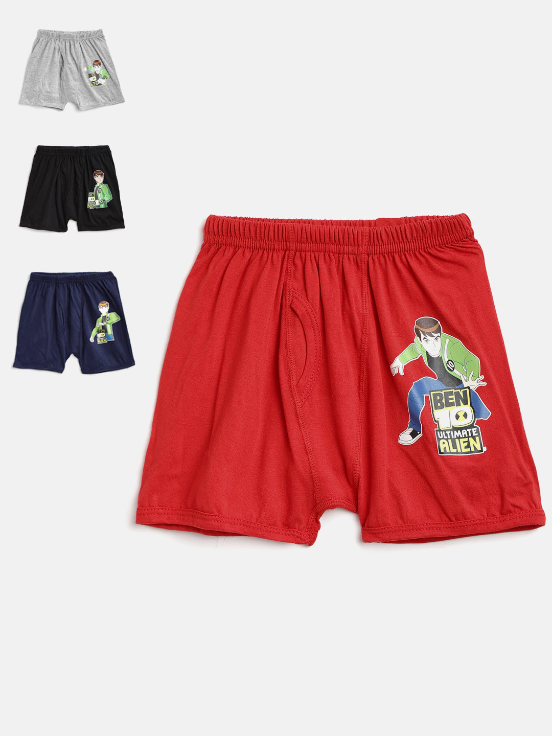 Bodycare Kids Boys Pack of 4 Solid Trunks with Ben 10 Print Detail 953ABCD-80