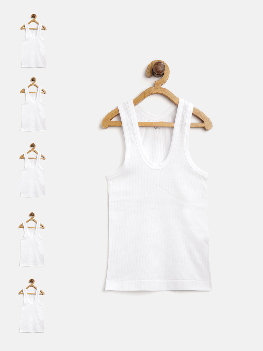 Bodycare Kids Boys Pack Of 6 White Self-Striped Innerwear Vests 1280_75