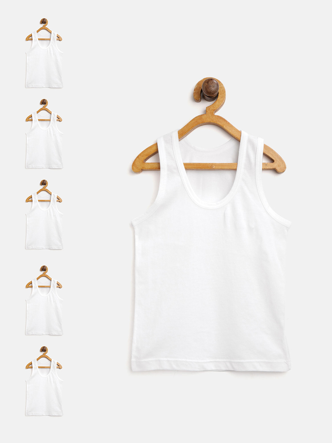 Bodycare Kids Boys Pack Of 6 White Self-Striped Innerwear Vests 150_45