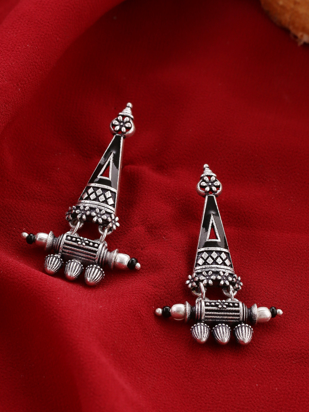 Voylla Silver-Toned Classic Drop Earrings
