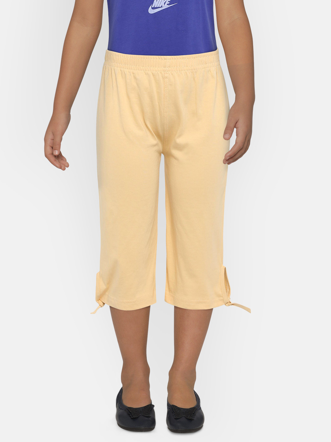 SINI MINI Girls Beige Solid Regular Fit Capris