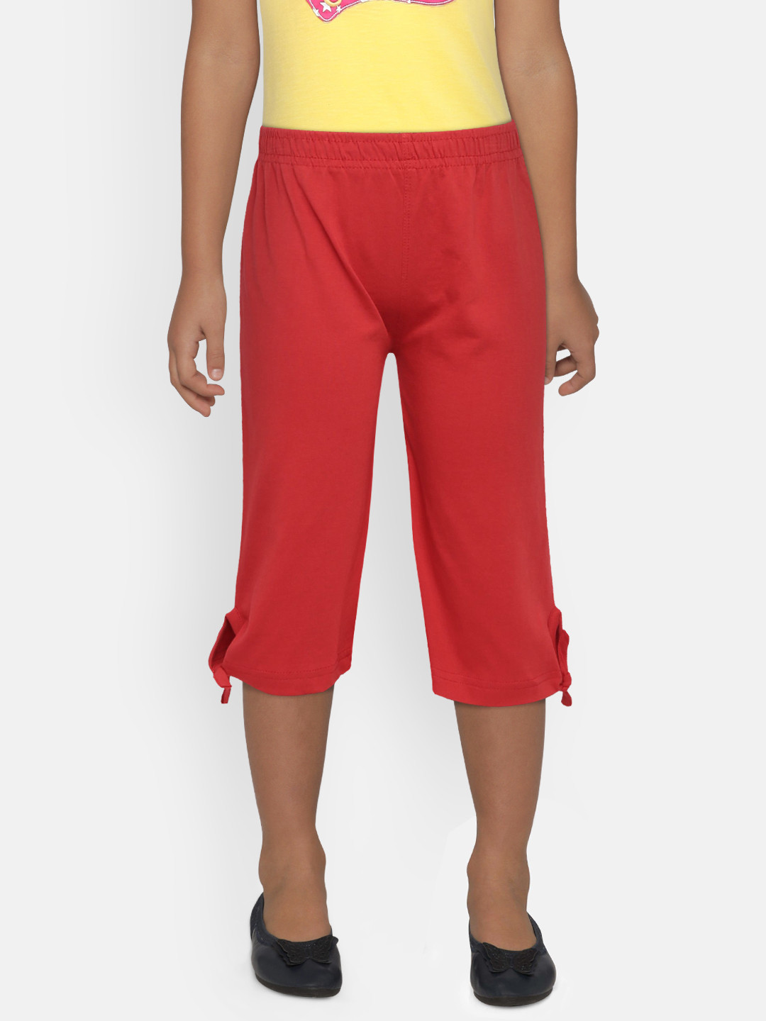 SINI MINI Girls Red Solid Regular Fit Capris