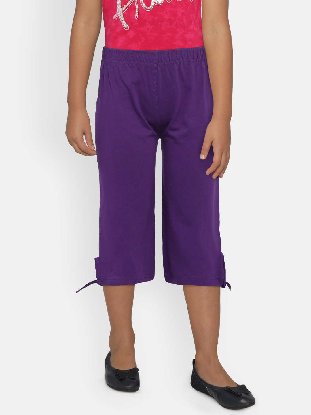 SINI MINI Girls Purple Solid Regular Fit Capris