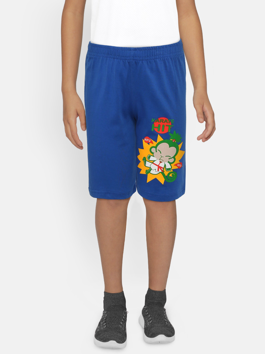 dongli Boys Blue Printed Regular Fit Shorts