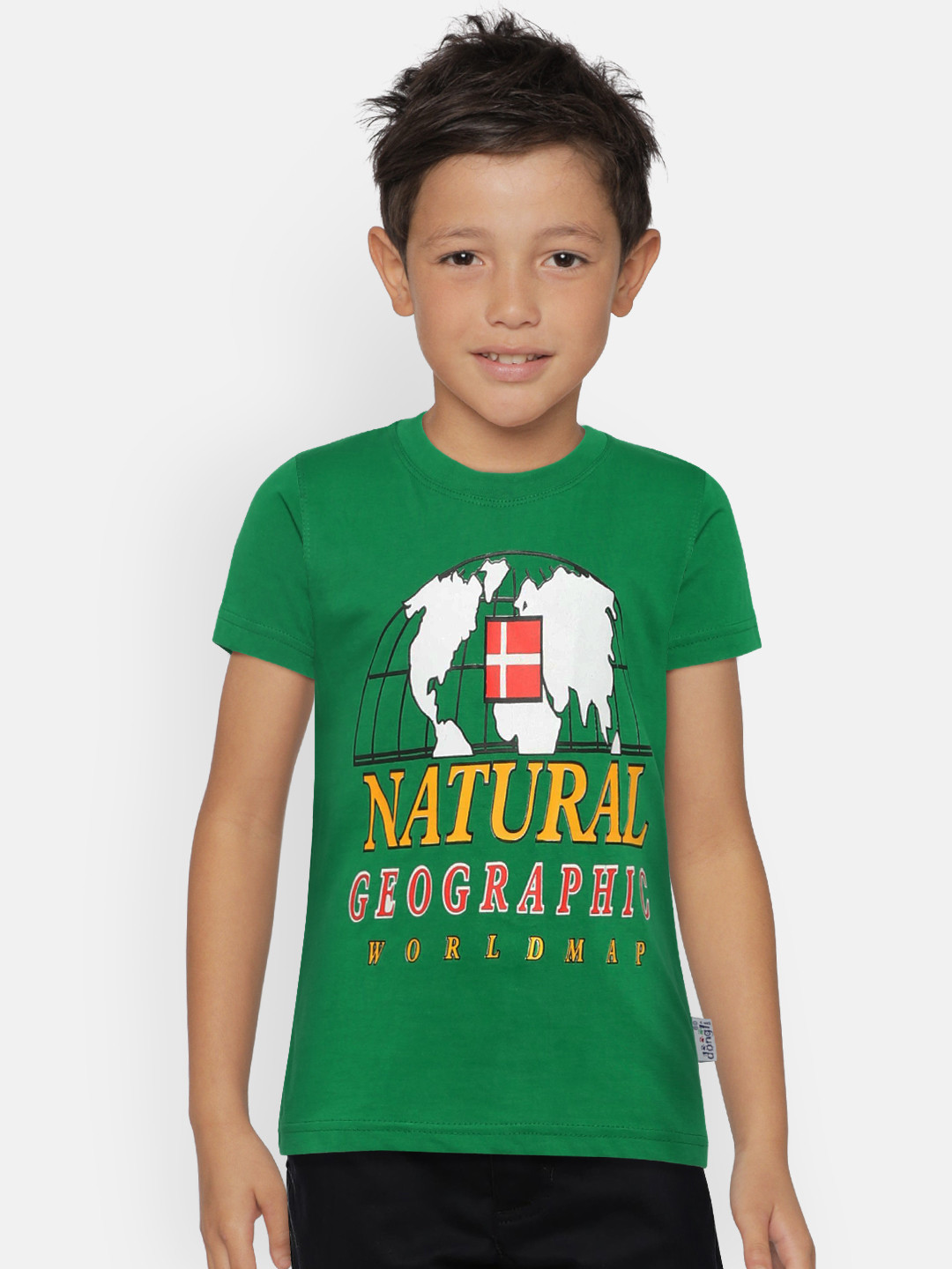 dongli Boys Green Printed Round Neck T-shirt