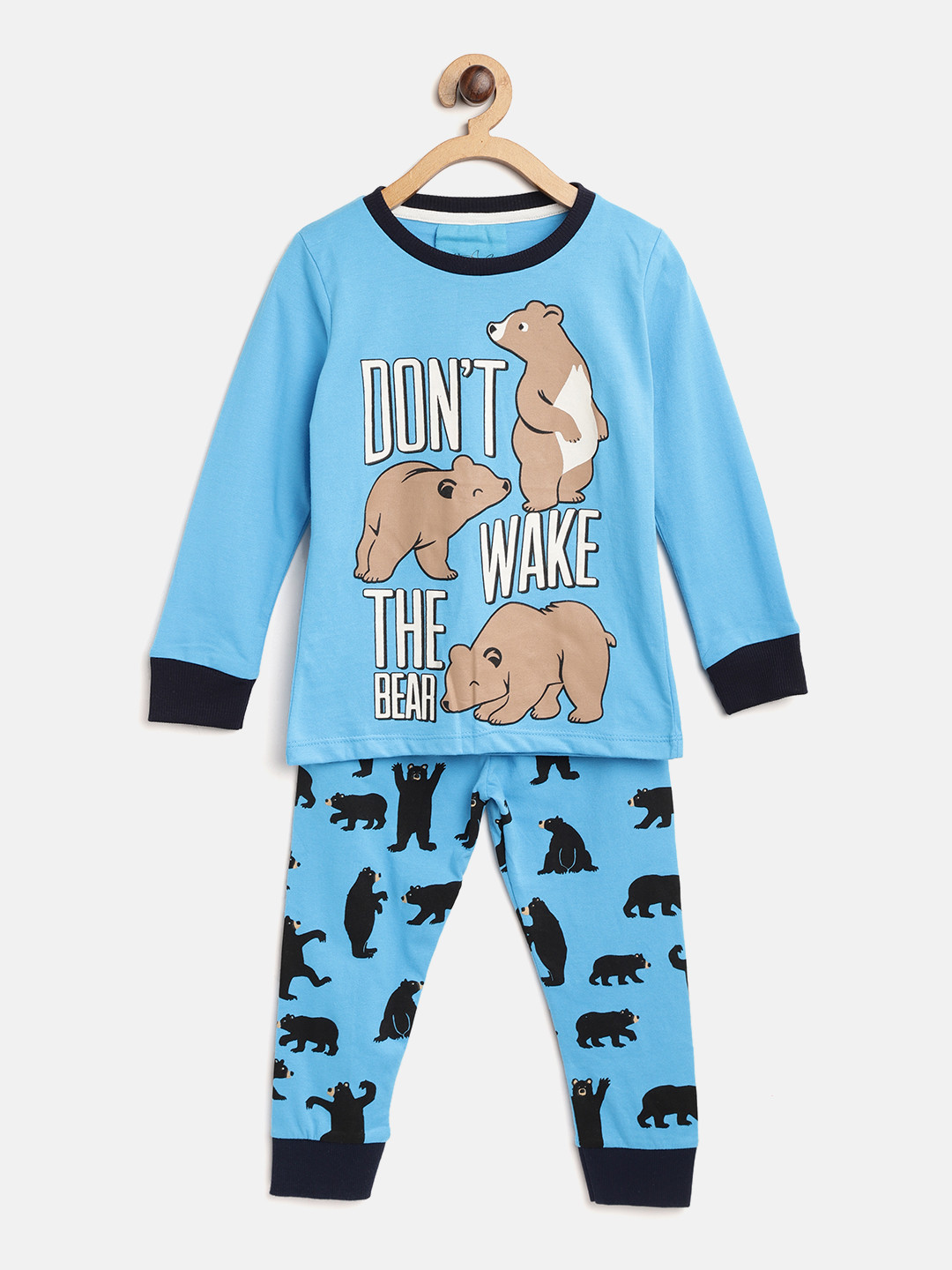 Lazy Shark Boys Blue & Brown Printed Night Suit LSTF0181-78
