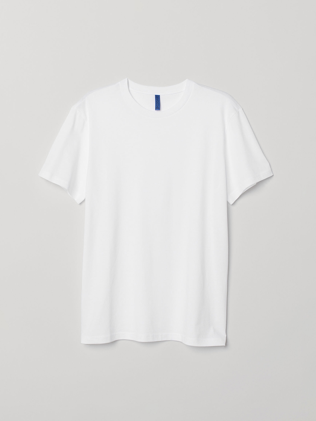 HM Men White Solid Cotton Pure Cotton T-shirt Regular Fit