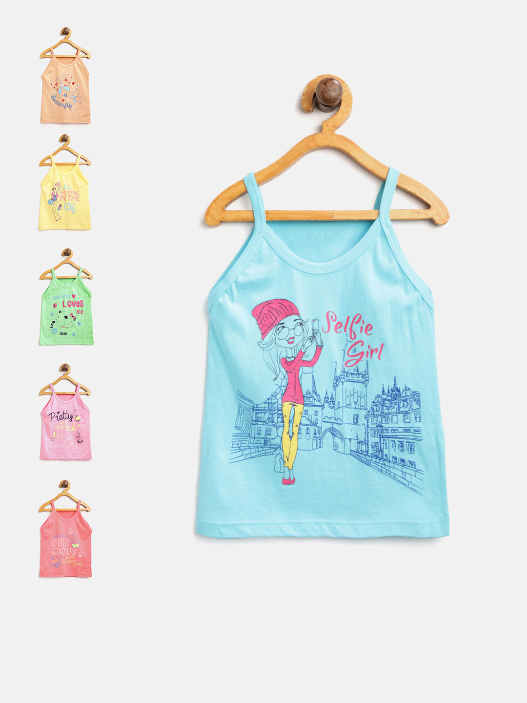 Bodycare Kids Girls Pack of 6 Printed Camisoles 1220ABCDEF