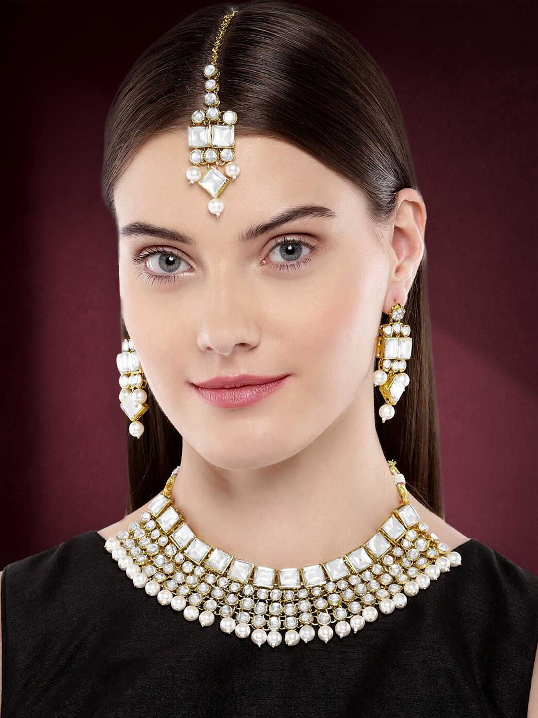 Peora Gold-Plated & White Kundan - Studded Choker Set