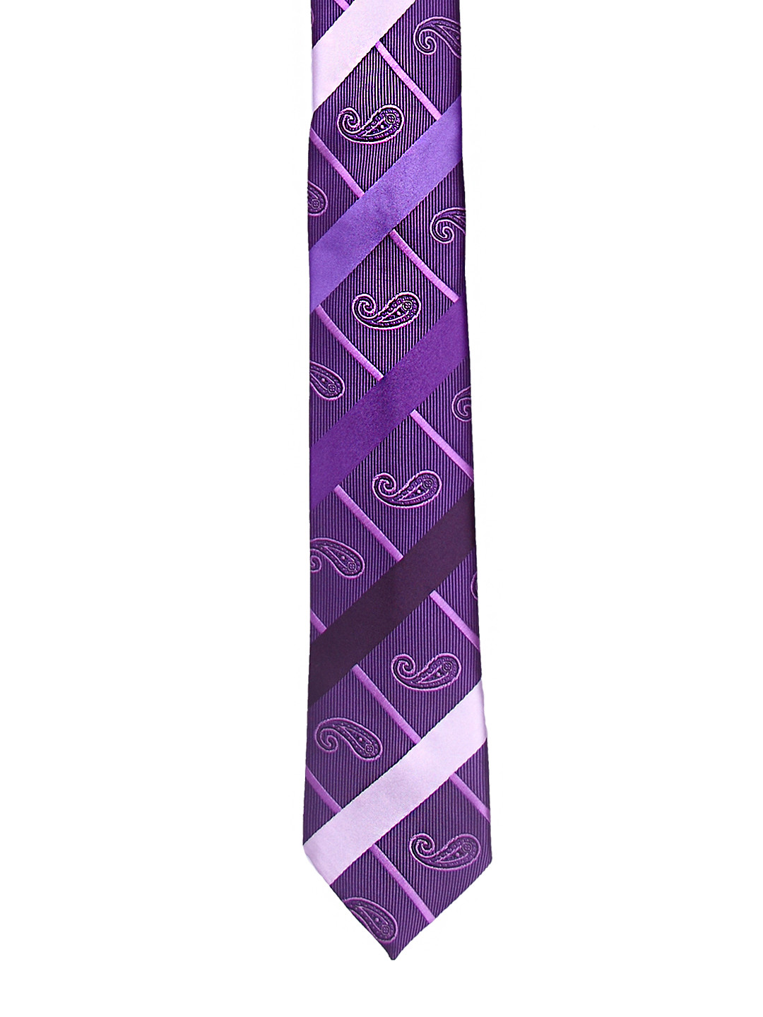 Tossido Purple Woven Design Skinny Tie