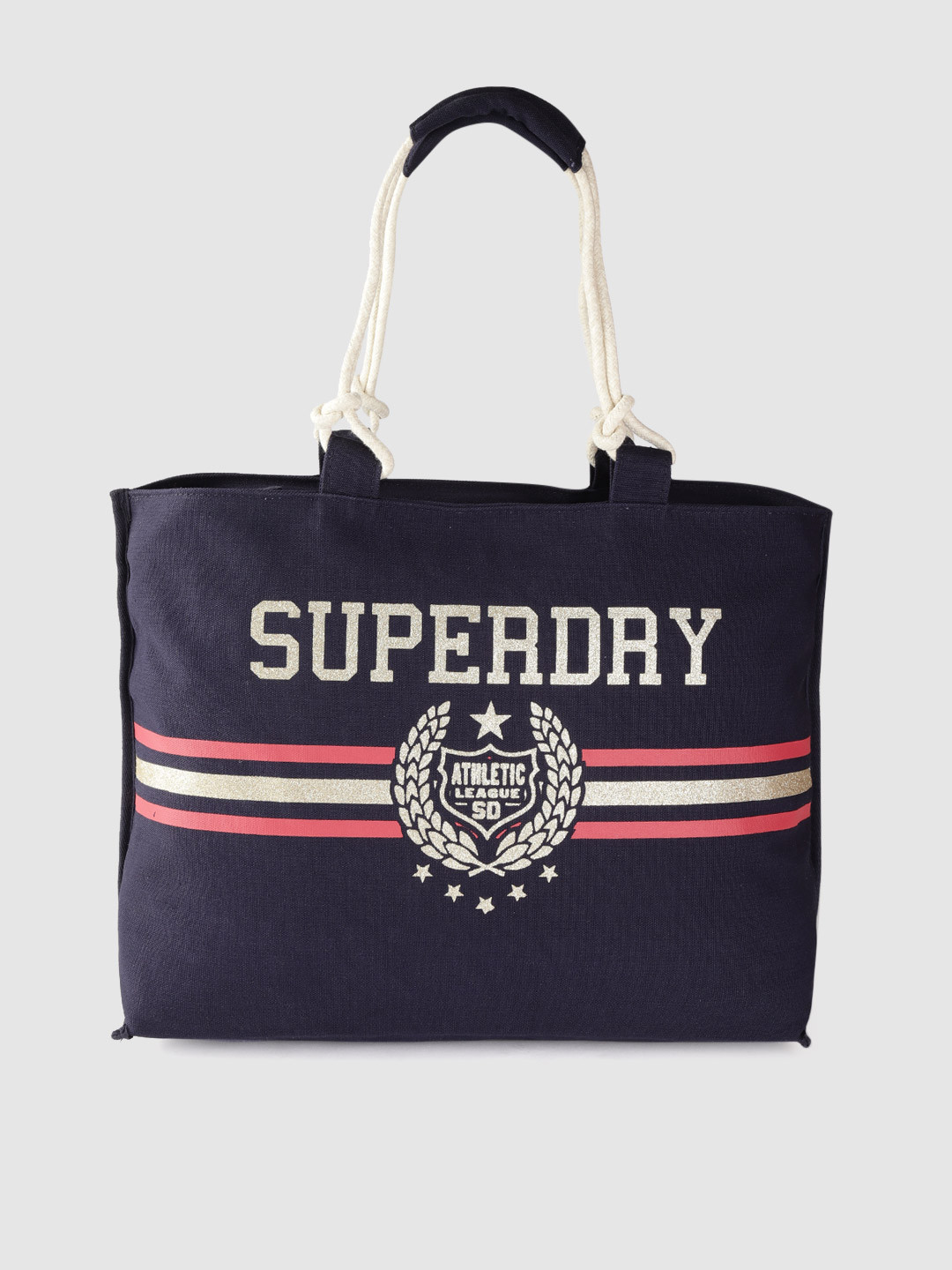 Myntra Handbags Superdry Buy Superdry Navy Blue Printed Tote Bag Handbags  For Women