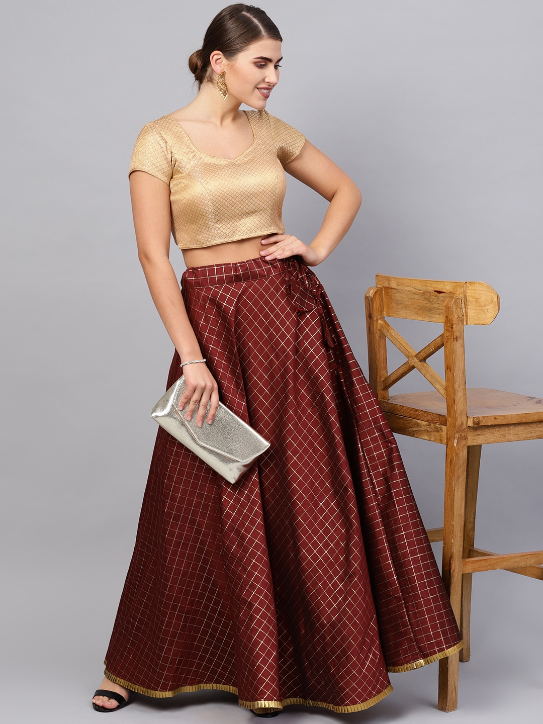 Suit, with a short silk fringe 15-20 cm: top and midi skirt - Sarah Berlin