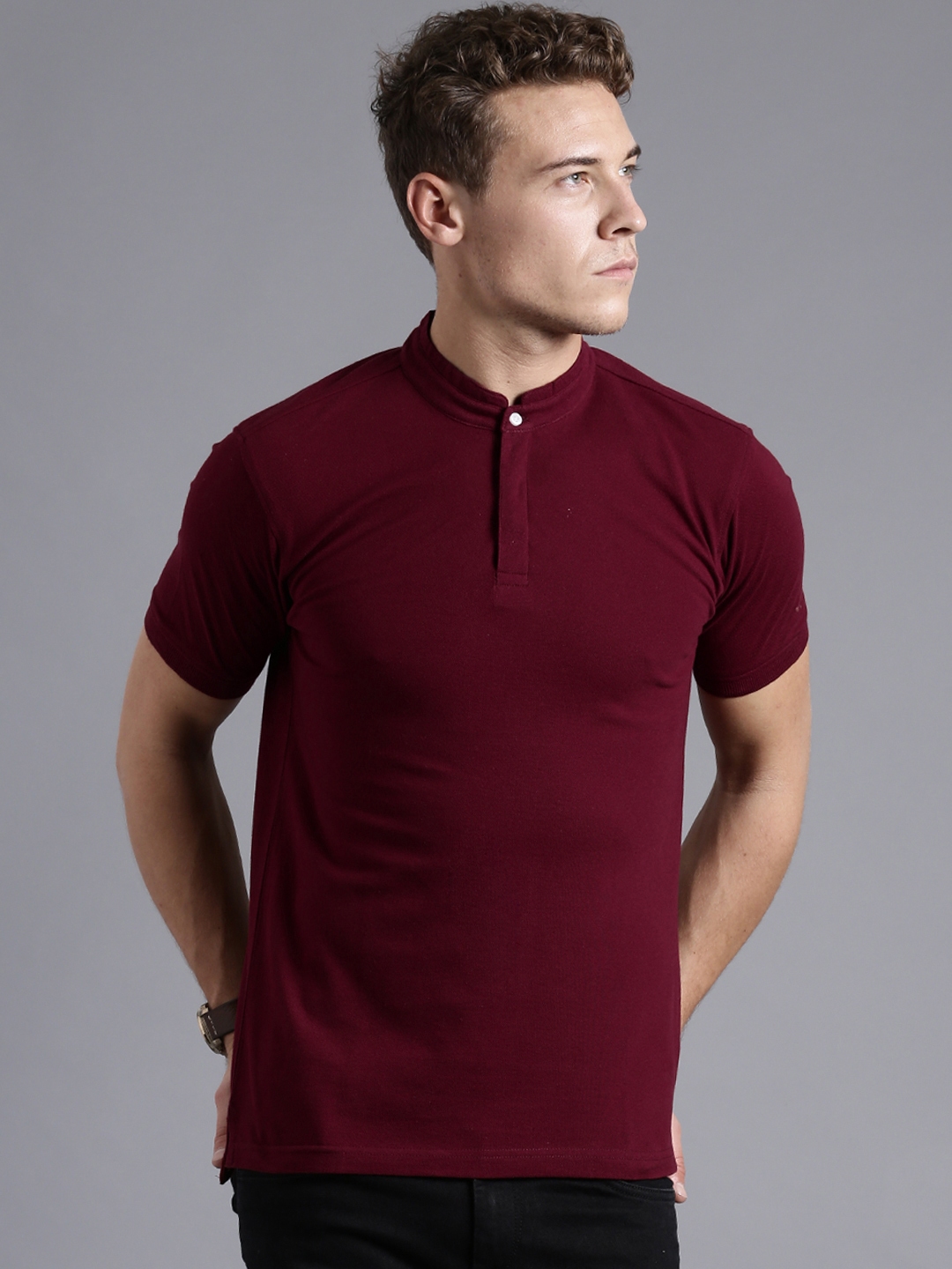 burgundy slim fit shirt
