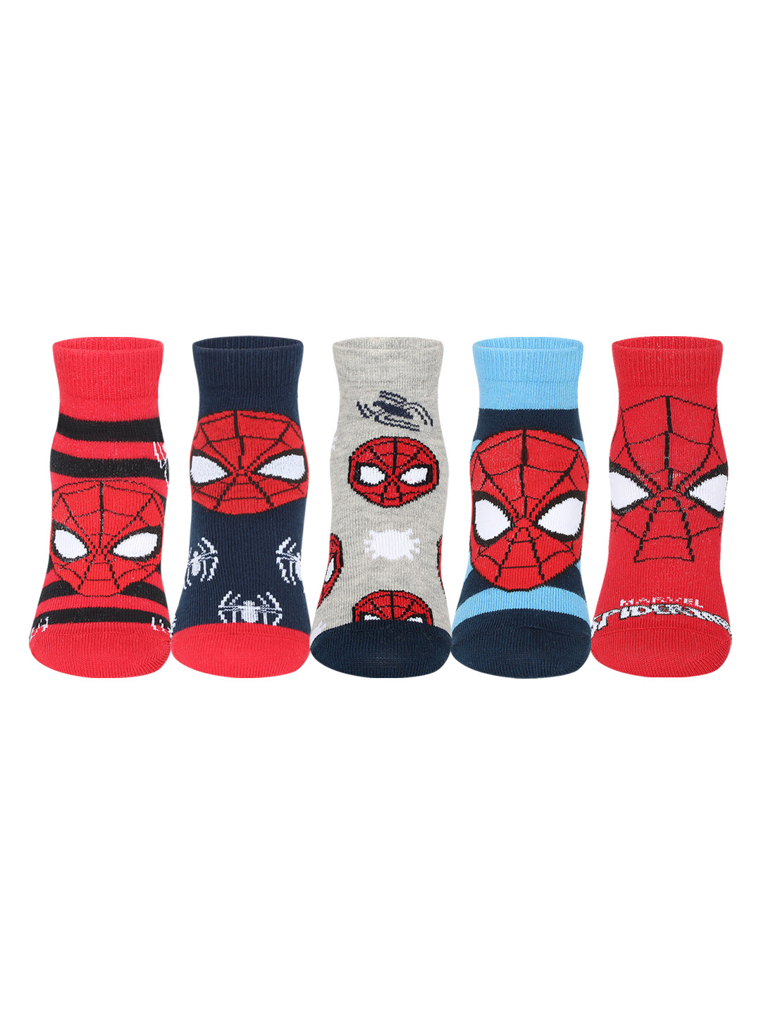 Supersox Unisex Pack of 5 Ankle-Length Spiderman Socks