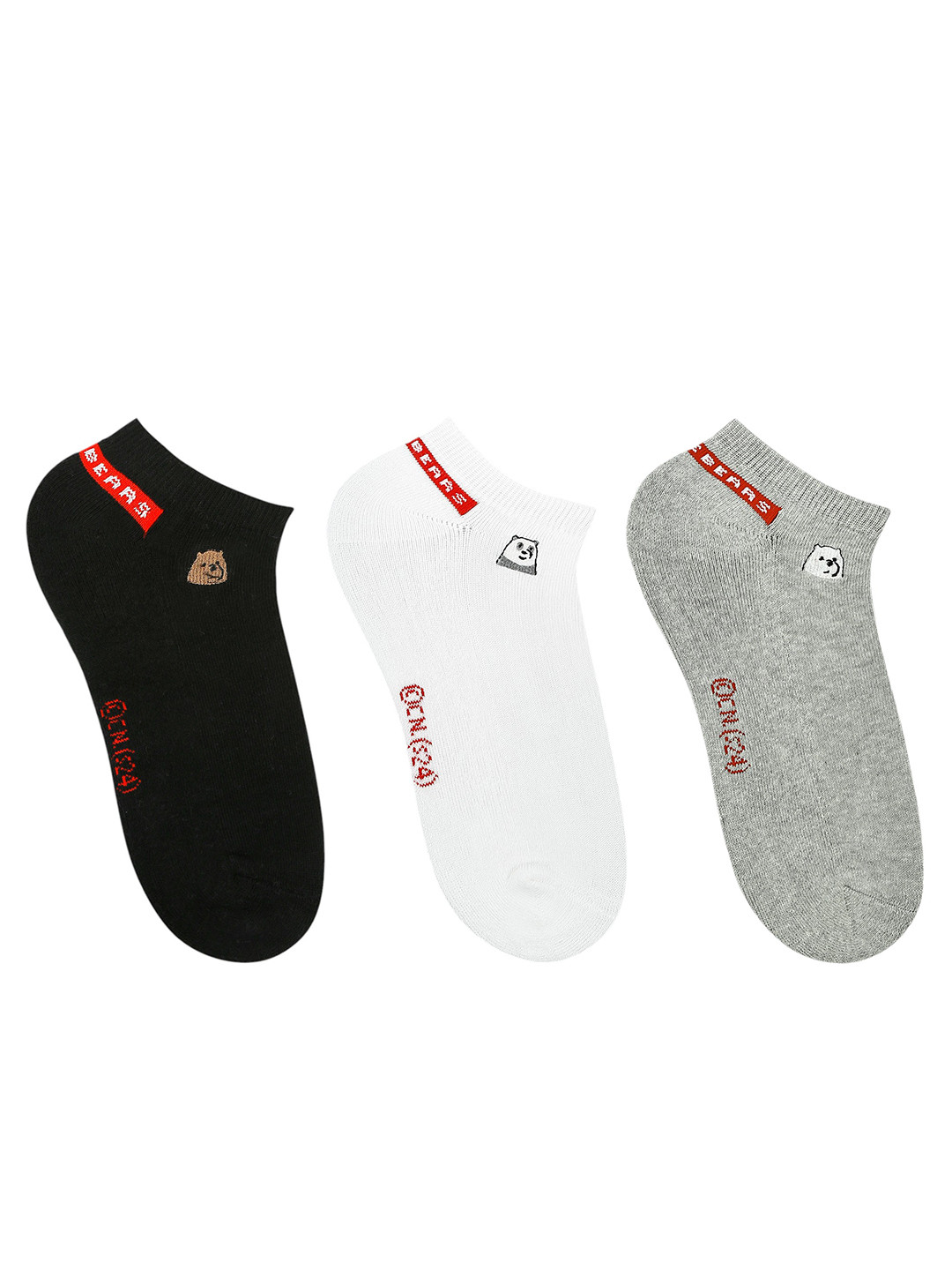 Cartoon Network x We Bare Bears Women Pack of 3 Solid Ankle-Length Socks