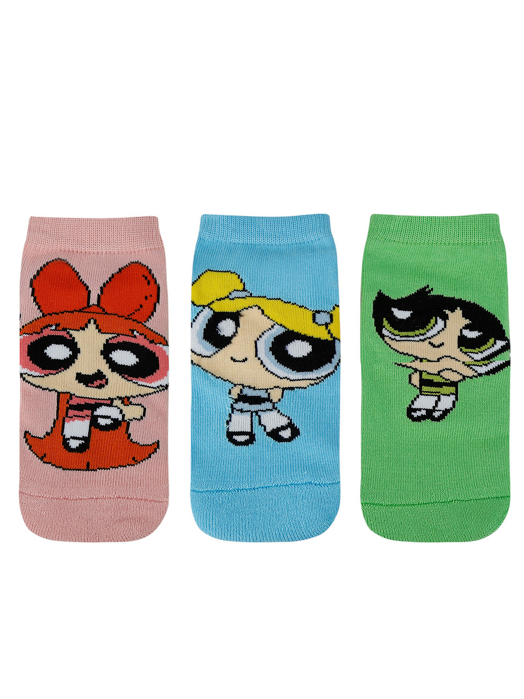 Cartoon Network x Powerpuff Girls Women Pack of 3 Patterned Ankle-Length Socks