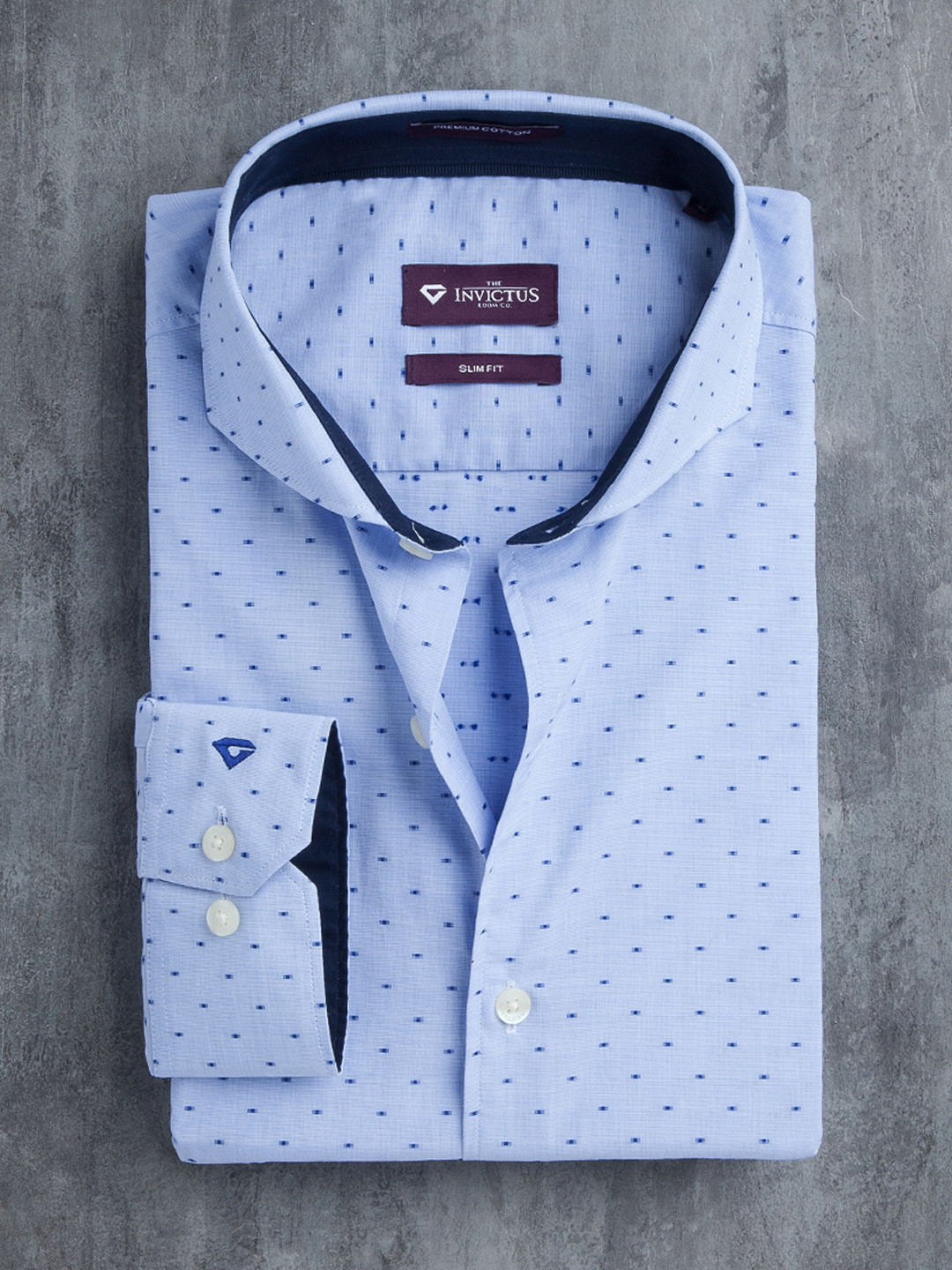 INVICTUS Blue Slim Fit Sustainable Formal Shirt