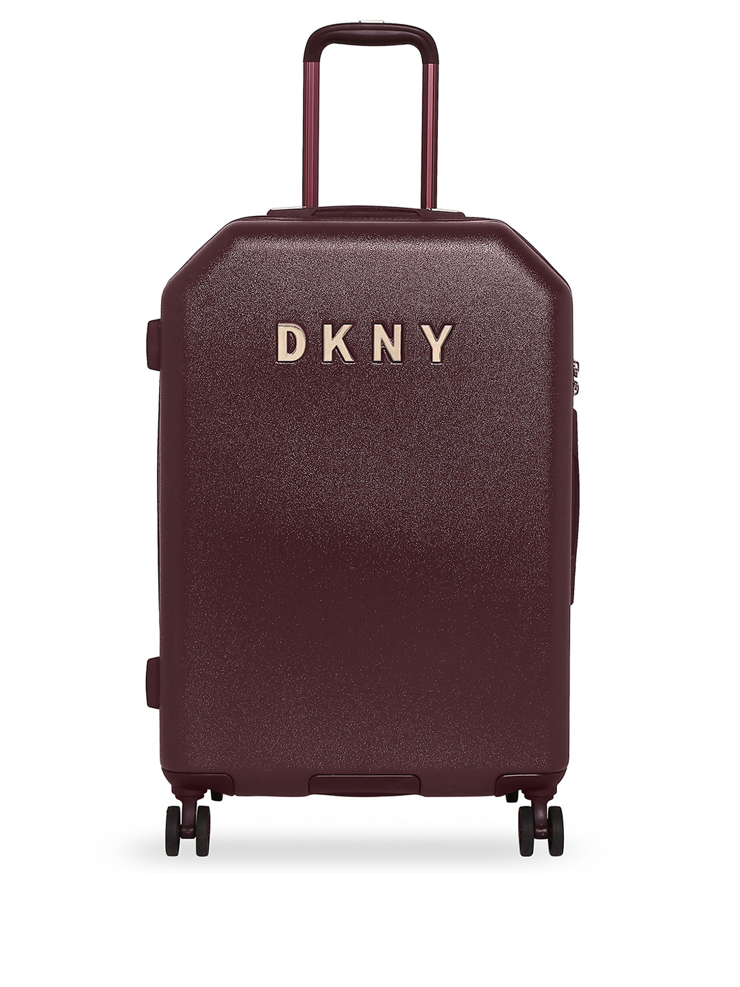 DKNY Unisex Burgundy Textured Allore Hard-Sided Medium Trolley Suitcase