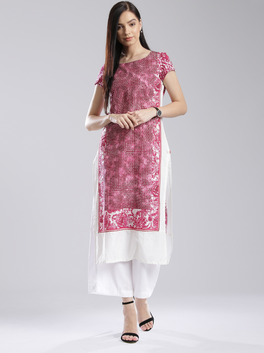 W Pink Printed Kurta