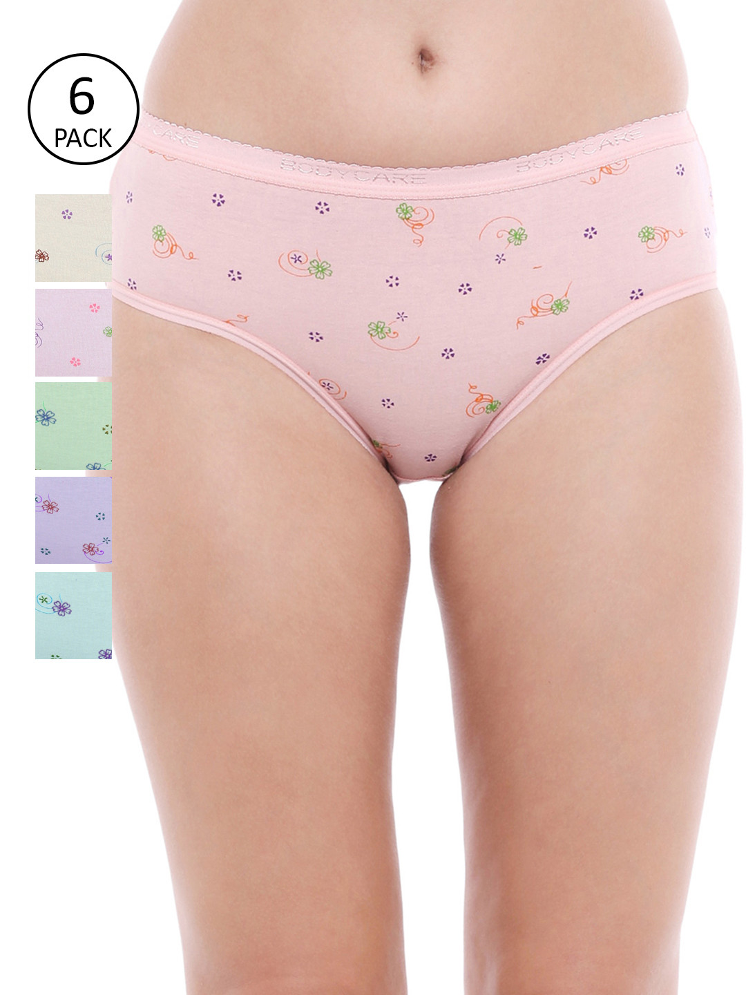 BODYCARE Women Pack of 6 Printed Hipster in Assorted Color
