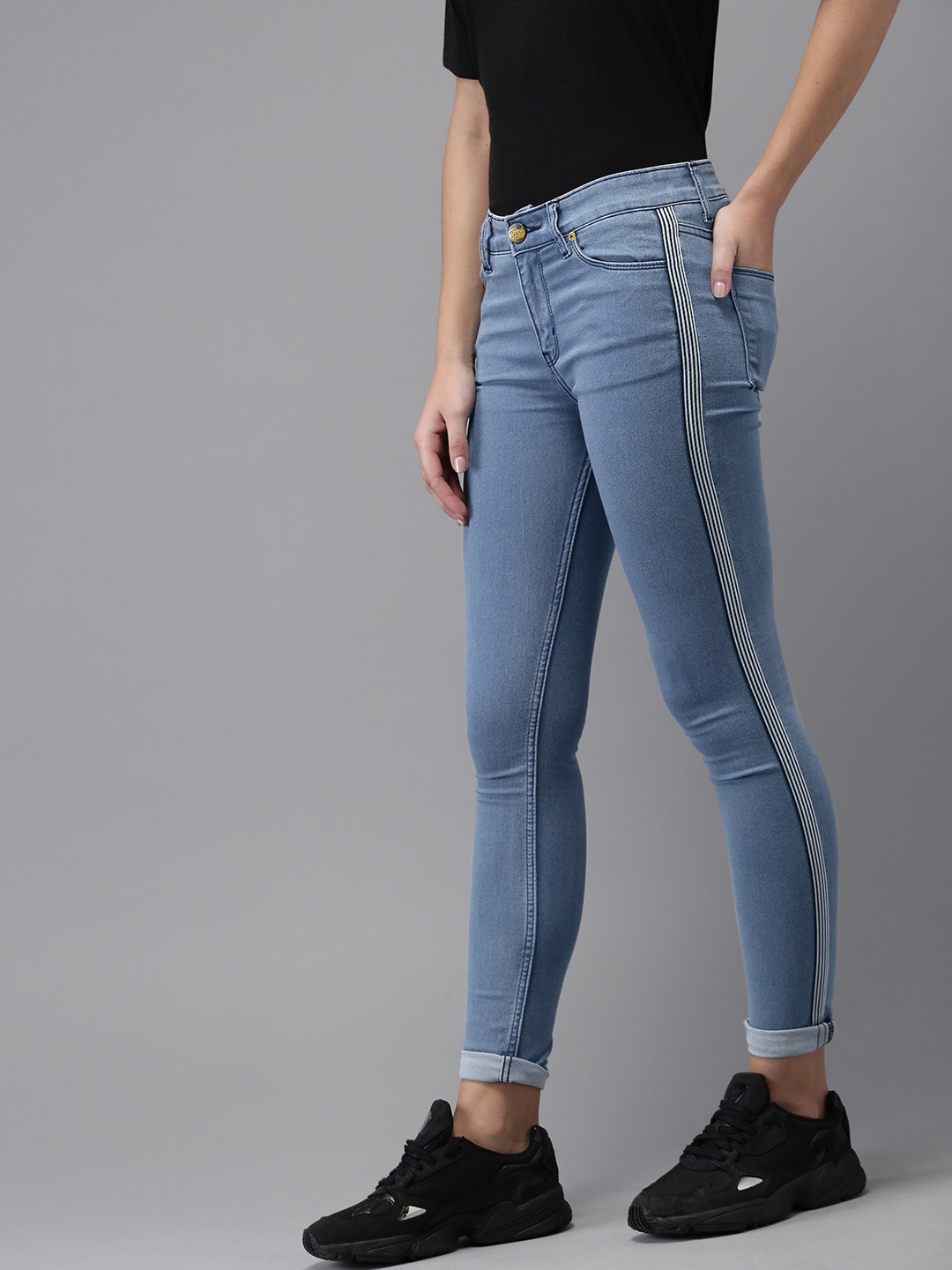 Jeans with side sales stripe myntra