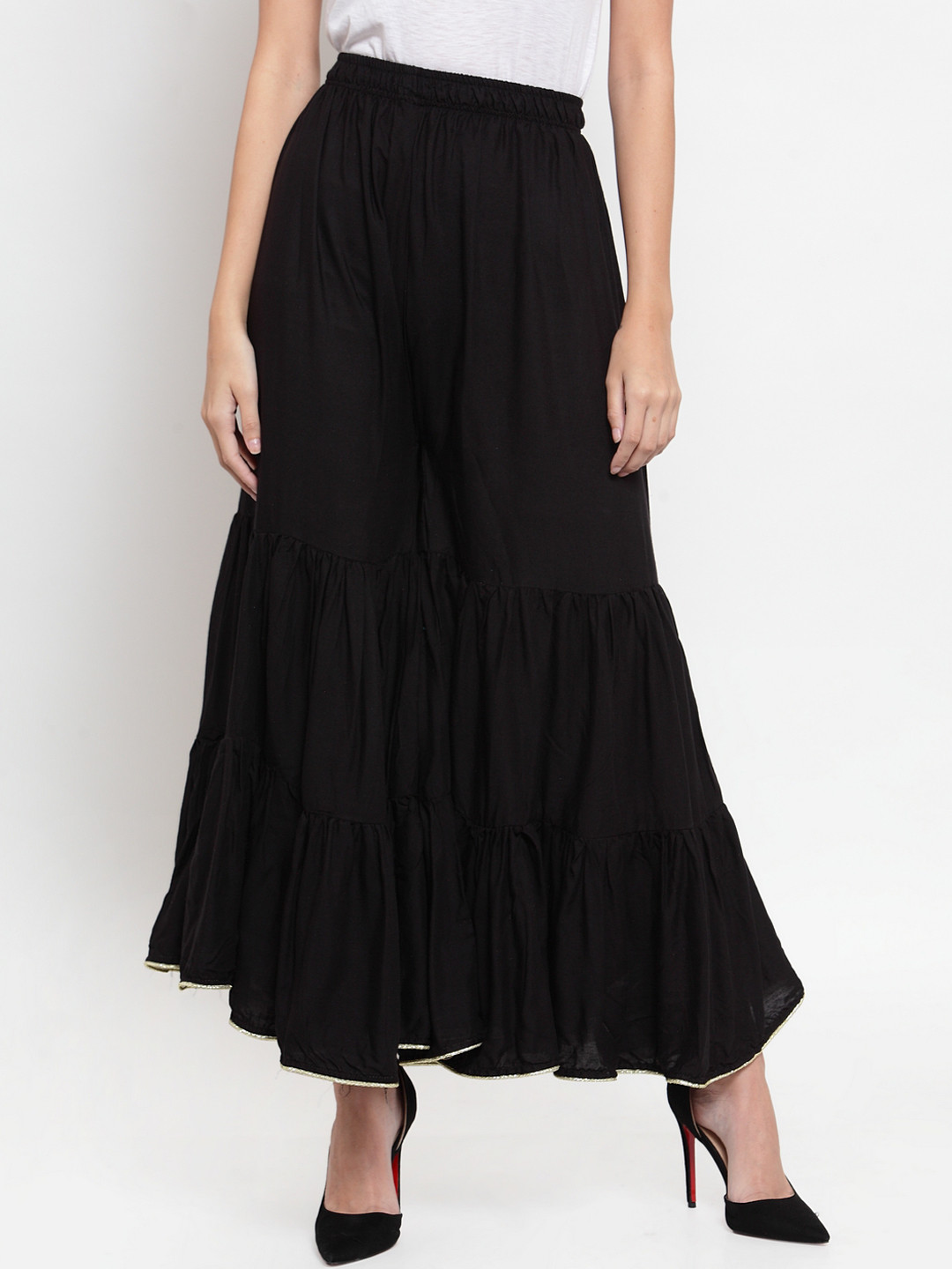 Clora Creation Women Black Solid Flared Palazzos