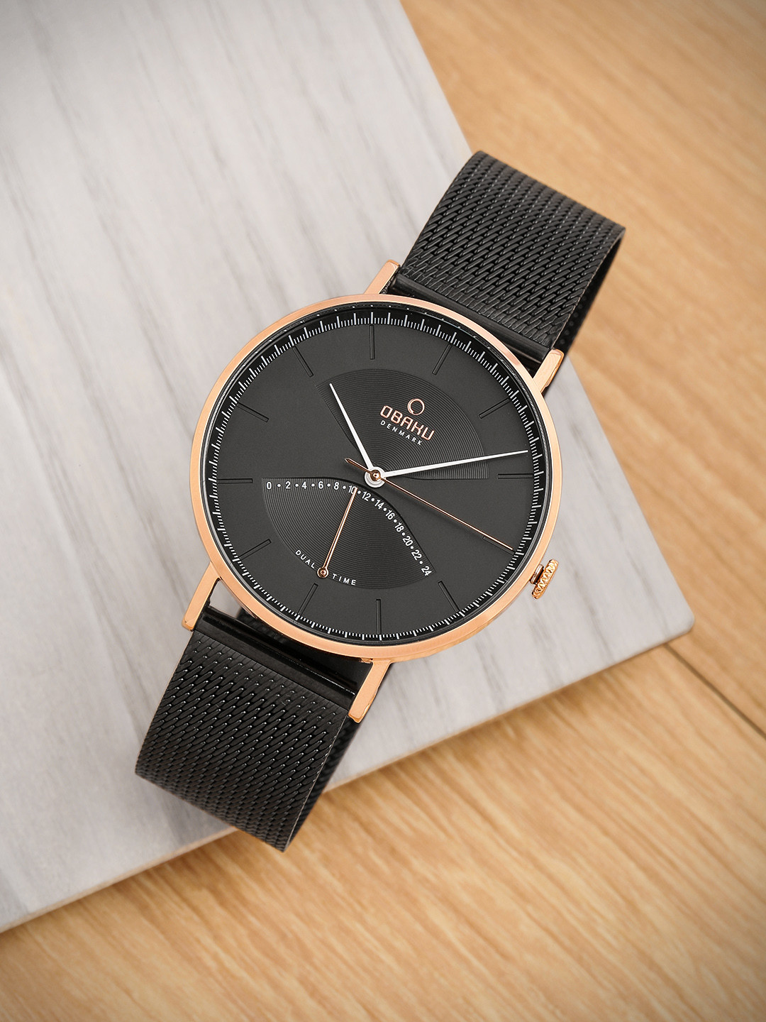 Obaku Men Black Analogue Watch
